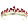 thumbnail image 1 of GOOHOCHY Diadema de cristal con diseño de rosas para boda, creativa, color rojo, 1 of 7
