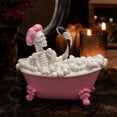 thumbnail image 4 of Pink Bathtub Skeleton Figurine, Resin Skeleton Taking Bubble Bath Statue, Whimsical Halloween Tabletop Decor, Spooky‑Fun Home Shelf Ornament, 6.3 x 5.51 Inch by XSAOP, 4 of 7