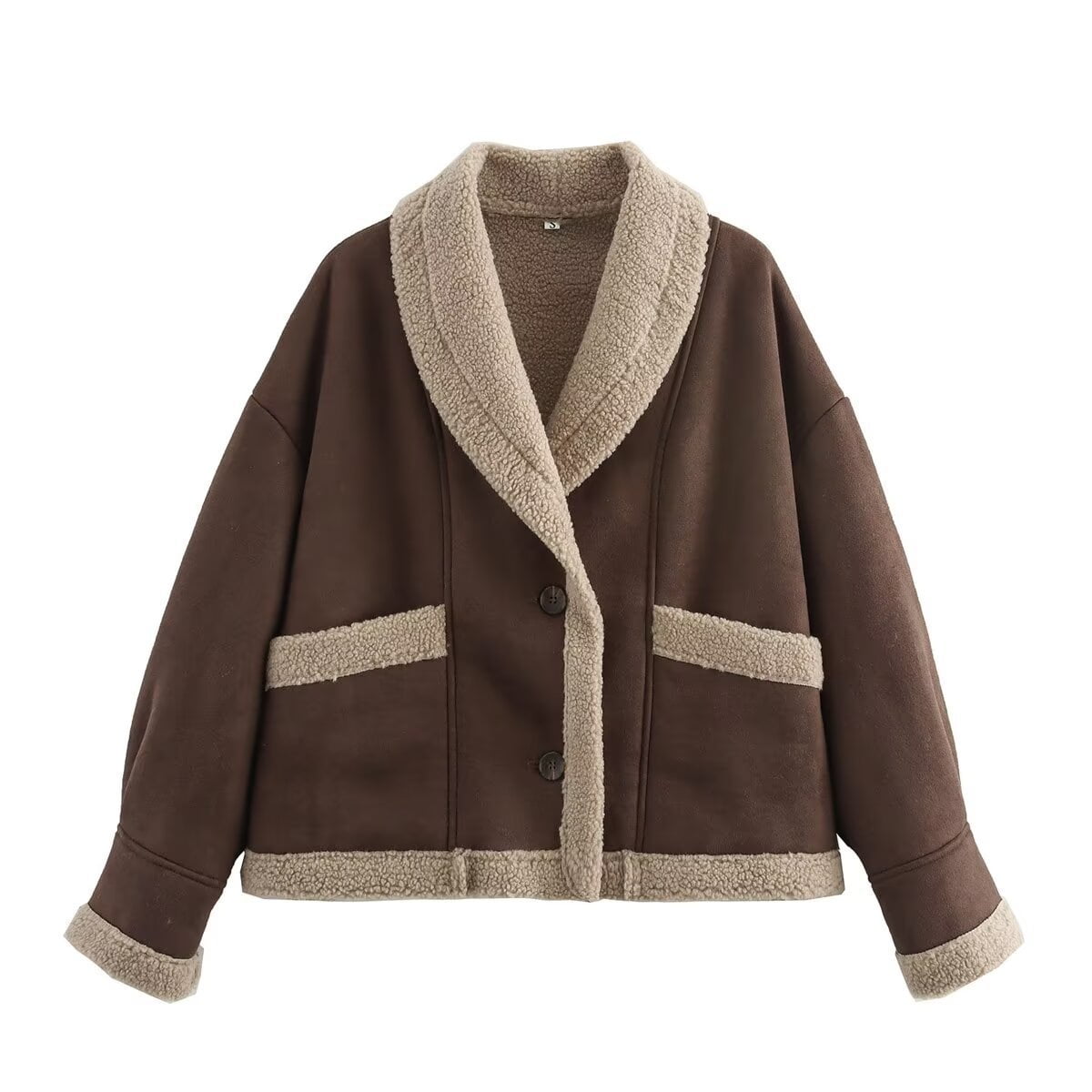Women's Loose Fit Faux Fur Coat - Long Sleeve Fluffy Warm Winter Jacket Overcoat