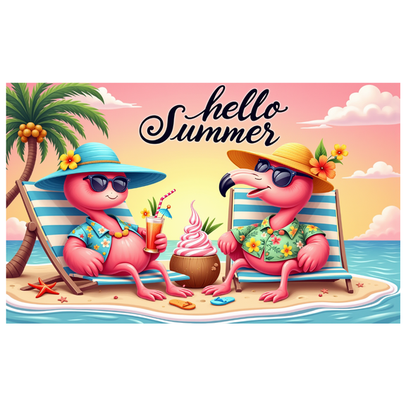 Tropical Theme Summer Banner Flamingo Beach Style for Outdoor Party Vacation Decoration