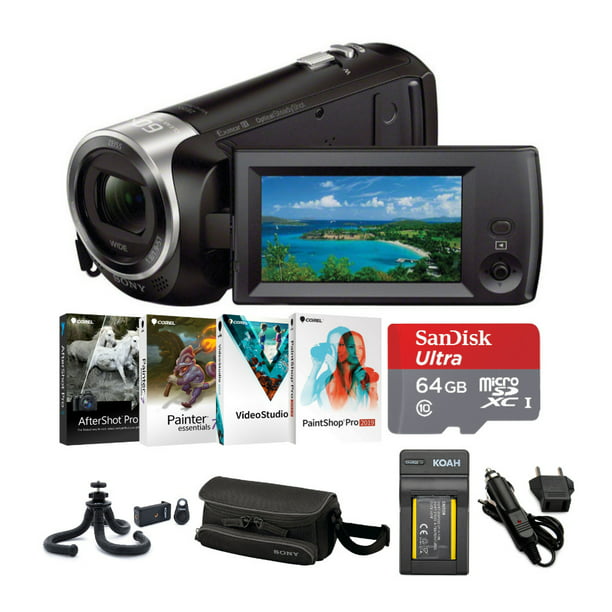 caminar agua fiesta Sony CX405 Handycam 1080p Full HD Camcorder with Exmor R CMOS Sensor  (Black) Software Suite Bundle - Walmart.com