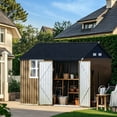 thumbnail image 4 of Outvue 10X8FT Outdoor Steel Storage Shed with Lockable Doors & Window, Ideal for Garden, Backyard, Patio Storage（Brown）, 4 of 7