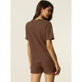 thumbnail image 3 of DARING DIVA Women's Short Sleeve Solid Color Pullover Pajama Set XL Coffee, 3 of 6