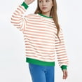 thumbnail image 5 of Girls Oversized Sweatshirt Crewneck Classic Striped Pullover Long Sleeve Casual Fashion Colorblock Tops (2-3 Years, Pink), 5 of 5