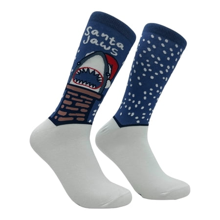 Santa Jaws Socks Funny Sarcastic Christmas Graphic Novelty Shark Footwear for Men