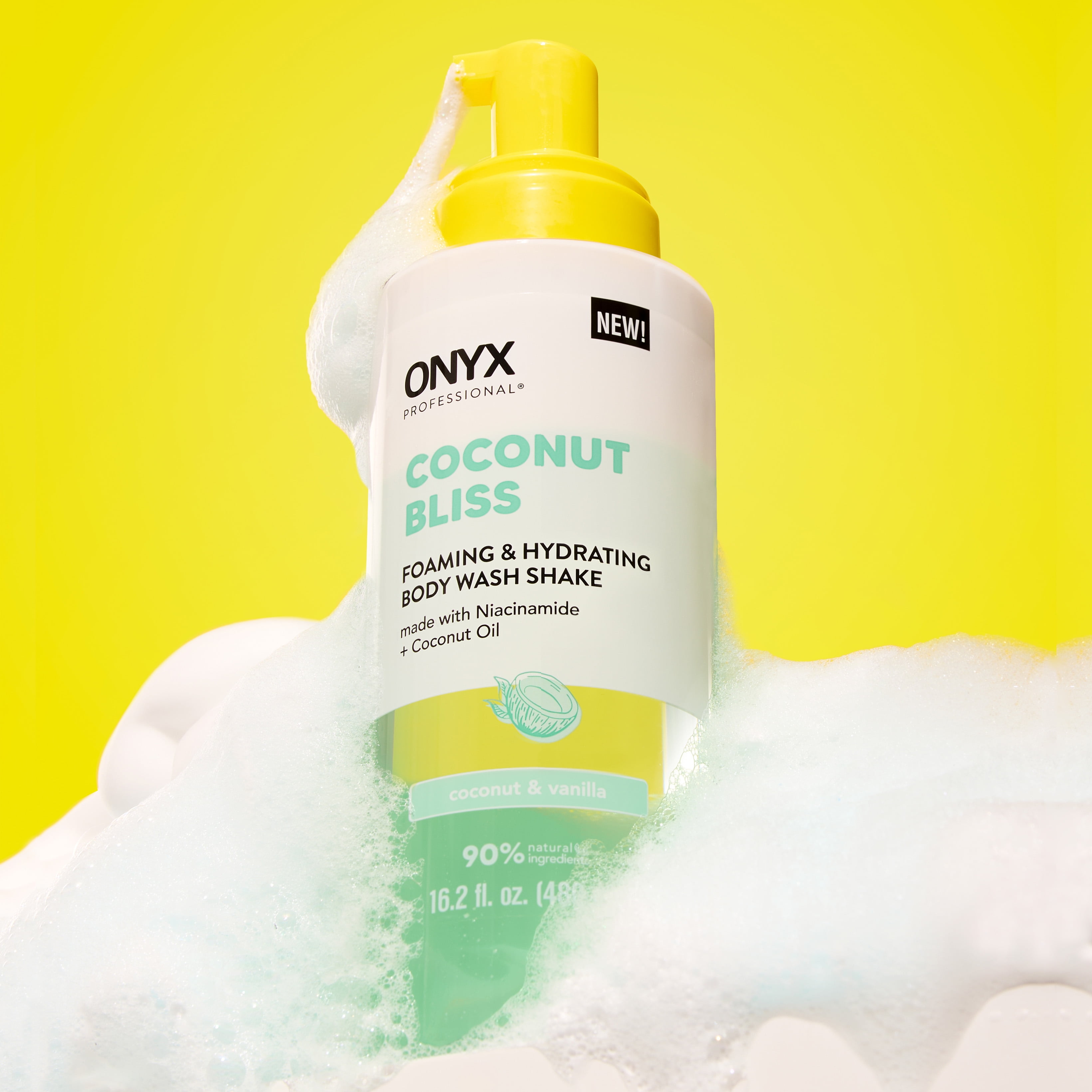 ONYX Professional Foaming & Hydrating Body Wash Shake, Coconut Bliss, 16.2 fl oz