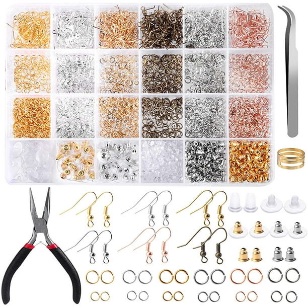 Fish Hook Earrings for Jewelry Making, Shynek 2500Pcs Earring Making  Supplies kit with Earring Hooks, Open Jump Rings, Earring Backs for Jewelry