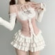 thumbnail image 2 of Ropa Kawaii tejida de 3 piezas, conjuntos de faldas tutú, Tops cortos Y2k, blusa + minifaldas, traje de Lolita, trajes de moda japonesa coreana, 2 of 5