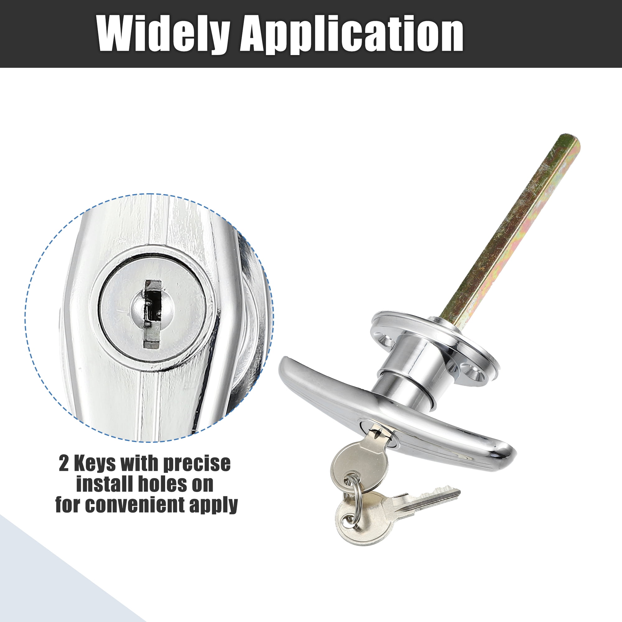 Unique Bargains Universal Garage Door T-Handle Lock Kit with 2 Keys for Truck Caps