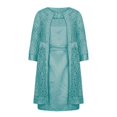 thumbnail image 4 of Turilly Women's Clothes Sets for Comfort Women's Solid Color Casual Lace Hollow Out Long Sleeve Cardigan and Sleeveless Dress Two Piece Sets Blouses, 4 of 4