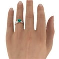 thumbnail image 2 of 1.20 ctw Lab Created Green Emerald Stone Ring with Diamonds 14K Rose Gold Bridge Channel set Princess, 2 of 7