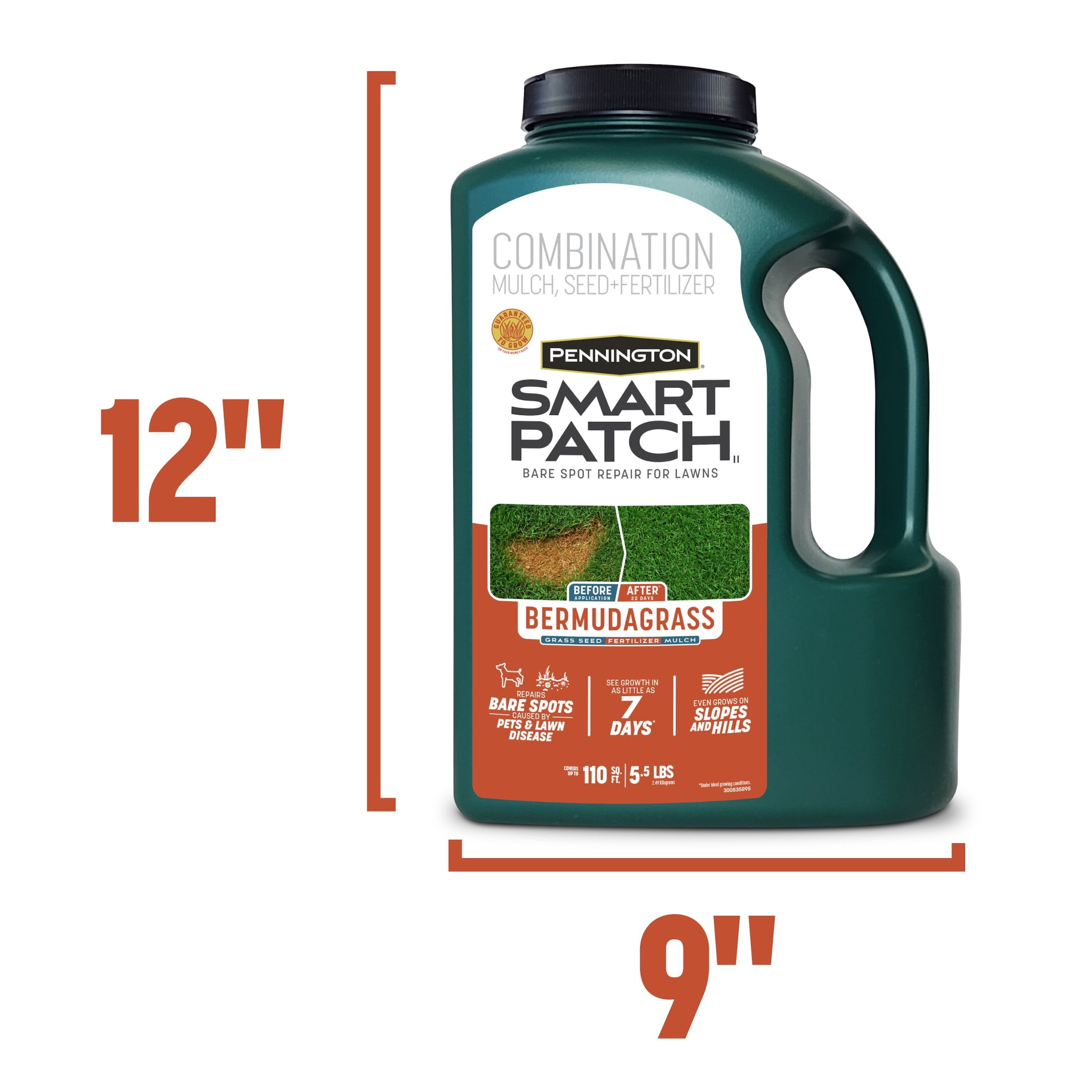 Pennington Smart Patch Bermuda Grass Seed Mix, Bermuda Grass Seeds for Lawn, for Full Sun Grasses, 5.5 lb.