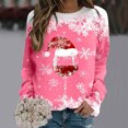 thumbnail image 2 of WEAIXIMIUNG Robe Chandail en Molleton Grande Taille Femmes Mode Automne et Hiver Loisirs Vacances Rouge Flocon de Neige Imprimé de Noël Col Rond Manches Longues Sweat à Capuche, 2 of 4