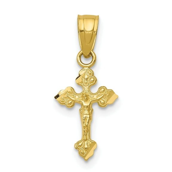 10k Tiny Crucifix Pendant in 10k Yellow Gold