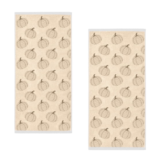 Fall Hand Towels, Rust Pumpkin Jacquard Thanksgiving Hand Towels for Bathroom, Soft Kitchen Decorative Set for Autumn Holiday Decor Fall Gift