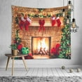 thumbnail image 3 of Oneluffy Christmas Fireplace Tapestry Xmas Wall Tapestry Christmas Tree Stocking Gift Box Tapestry Wall Hanging for Party Livingroom Bedroom Dorm Home Decor, 3 of 7