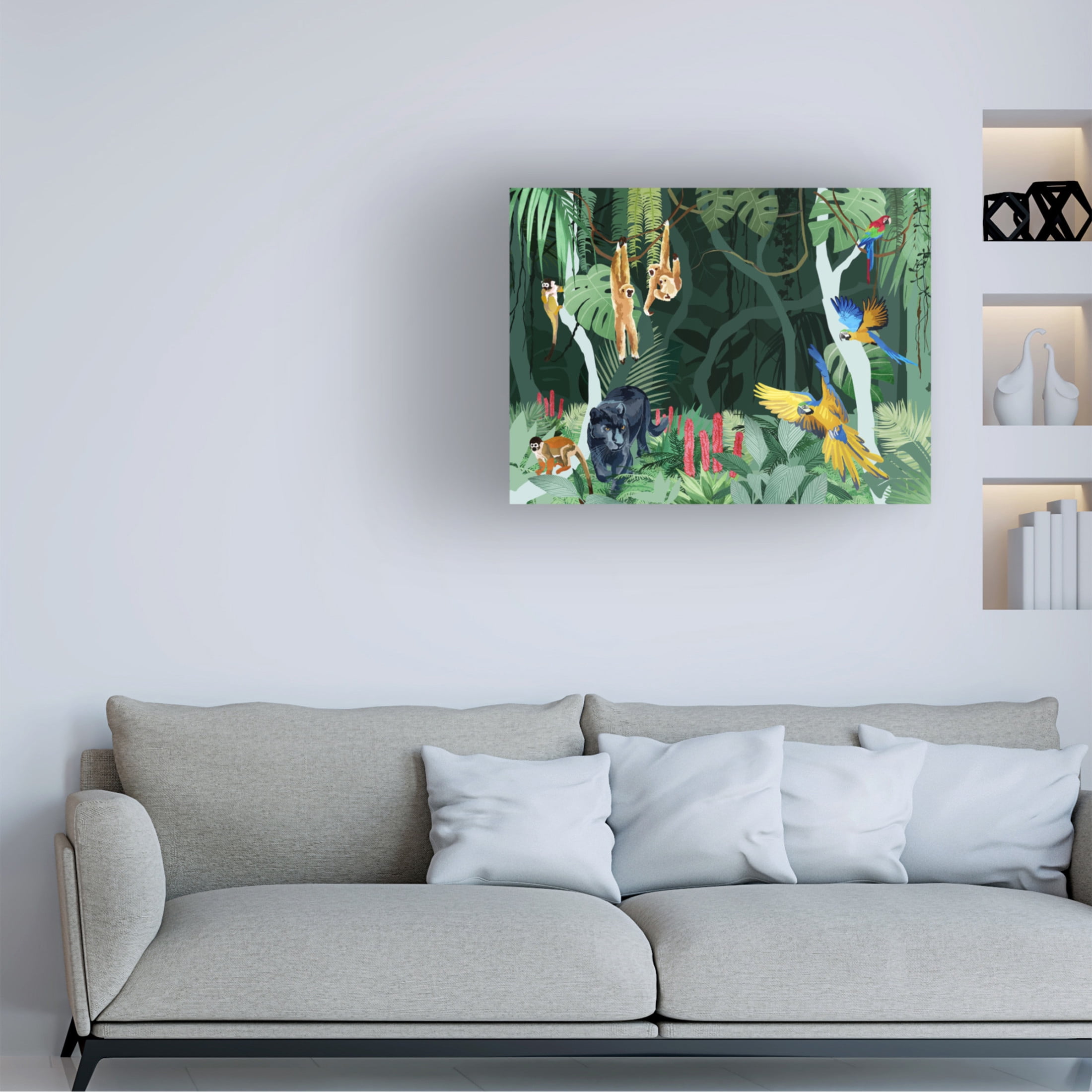Trademark Fine Art Goed Blauw Jungle Party Canvas Wall Art