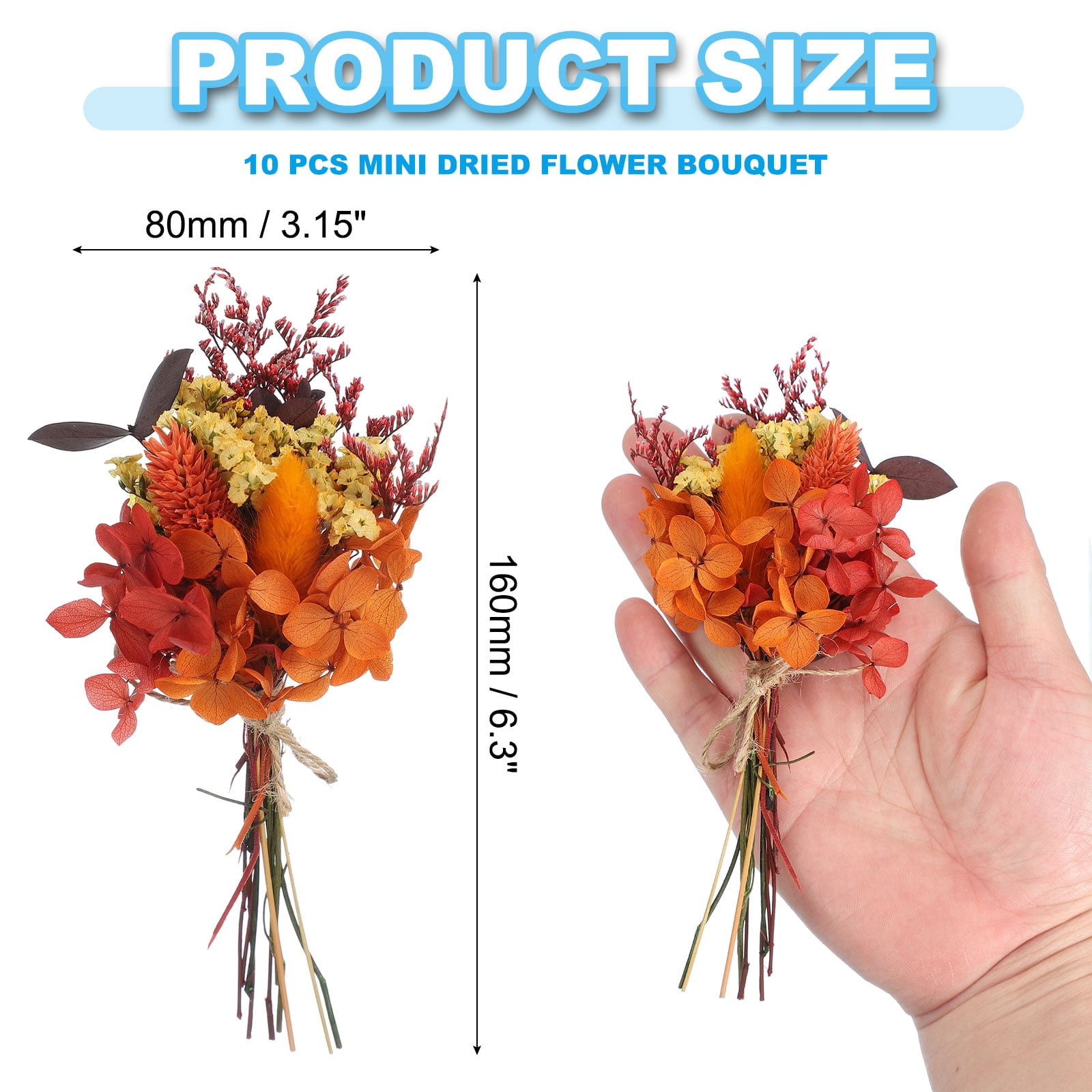 Uxcell Mini Dried Flower Bouquet, Pampas Grass Natural Wildflower Decor, Purple