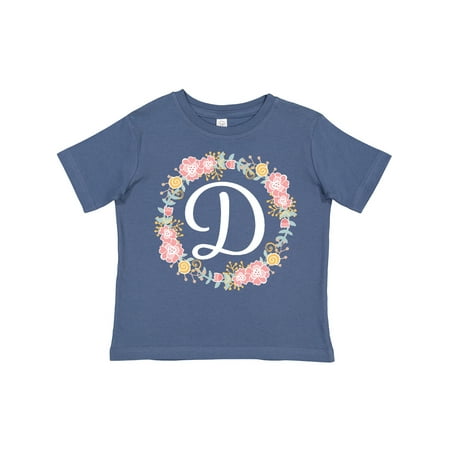 

Inktastic D Monogram Alphabet Letter Rose Floral Wreath Gift Toddler Toddler Girl T-Shirt