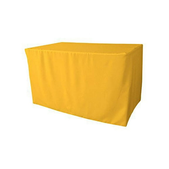 LA Linen Polyester Poplin Fitted Tablecloth 48" L x 24" W x 30" H, Dark Yellow