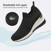 Yolanda Zula Black Wedge Sneakers for Women Slip on Knit Mesh Shoes Breathable Sock Shoes