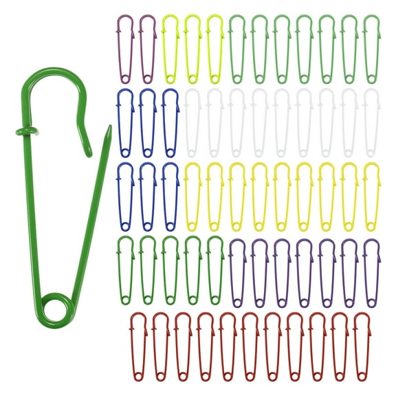 Uxcell 60-Pack Large Safety Pins, 2" Spring Lock Pins Blanket Bulk Pins for Fashion/Clothes/Sewing/Quilting/Upholstery/Laundry/DIY Craft/Decorative, Big Safety Pins [Multicolor]