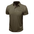 thumbnail image 3 of FhsagQ Men's Shirts Men's Shirts Tops Multipack Male Spring Short Sleeve Solid Color Pocket Letter Stripe Stitching Sleeve Top Mens Shirts Trunks Super Fit Mens Shirts String Green XXL, 3 of 6