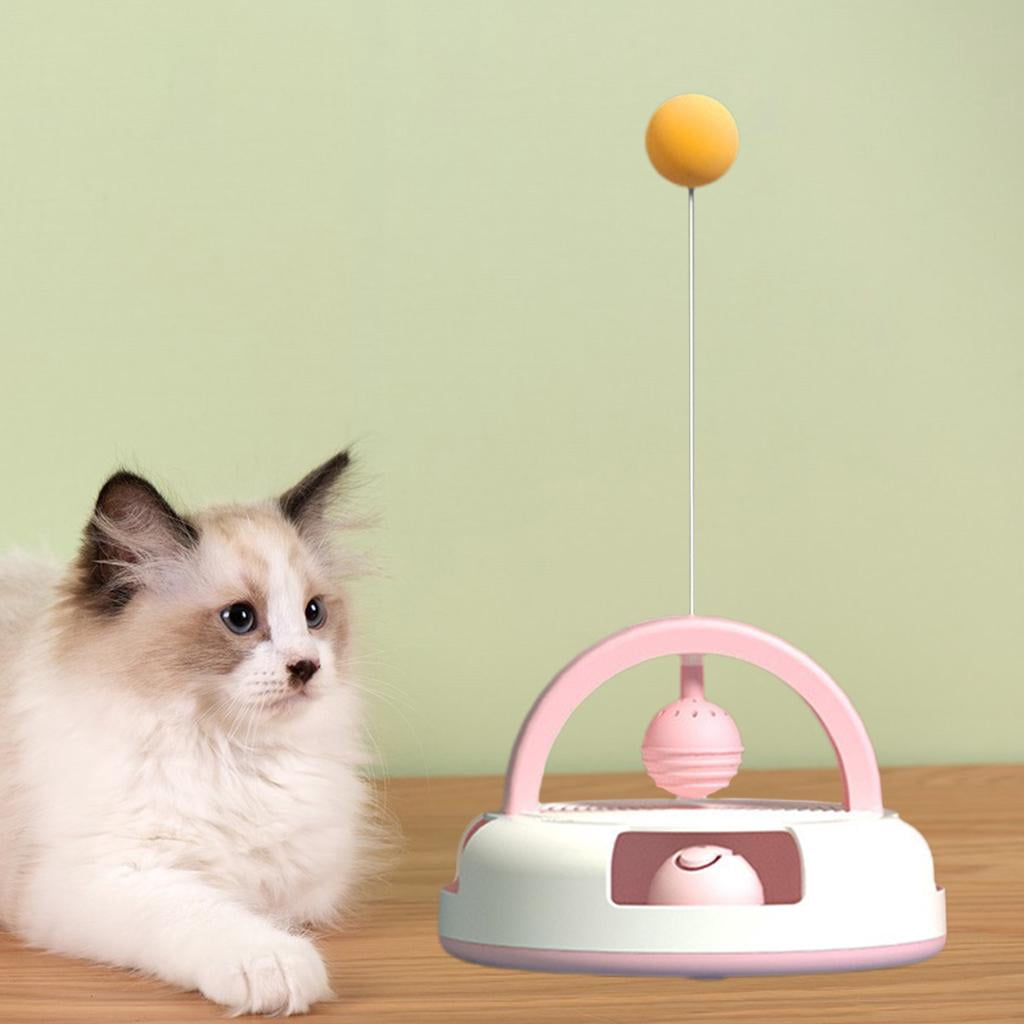 EHJRE Interactive Cat Toy, Circle Track with 1 Moving Ball Cat Turntable Toy, Non-Slip Detachable Cat Toy Suitable for All Cats - Pink