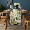 thumbnail image 2 of Sunflower Gnomes Table Runner - 70 Inch Long, Kitchen Dining Table Runner Dresser Scarves, Spring Farmhouse Vintage Daisy Leaf Plaid Farmhouse Decor for Coffee Tables Wedding Party Banquet, 2 of 8