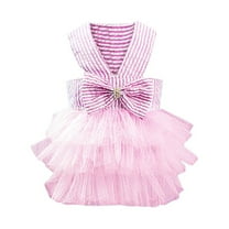yuehao pet supplies pet dog summer bottoming stripe print dress clothes pet cat dress pink