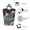 thumbnail image 4 of KLL Flower White Dolphin Laundry Hamper,Large Canvas Fabric Lightweight Storage Basket Toy Organizer Dirty Clothes Collapsible Waterproof, 4 of 6