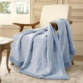 thumbnail image 3 of Knit Throw Blanket, Soft Chenille Cozy Breathable Chevron Chunky Decorative Blanket for Couch, Bed & Sofa, French-Inspired Lightweight Warm Gift for Women, Ivory, 50"x60", 3 of 10