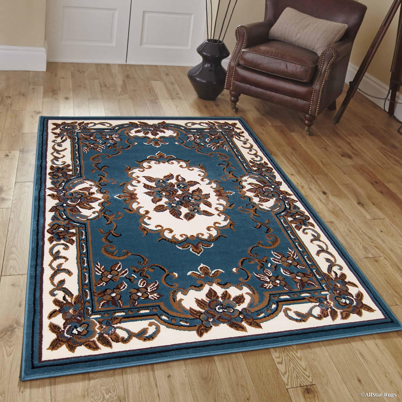 Allstar Blue Woven High Quality Rug. Traditional. Persian. Flower