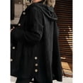 thumbnail image 4 of Chaqueta de Otoño para Mujer con Capucha, Informal, con Botones, Larga, Holgada, de , con Bolsillos. Negro XXL, 4 of 8
