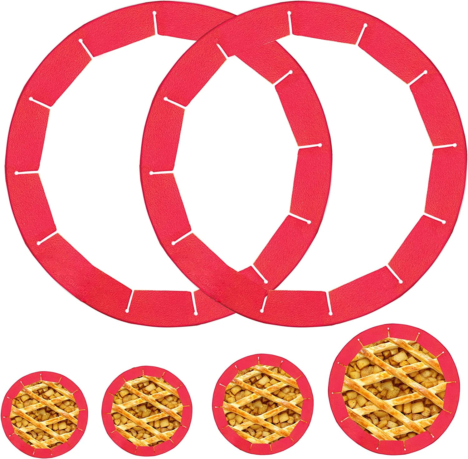 2 Pack Pie Crust Shield Adjustable Bake Crust Protector Silicone Pie