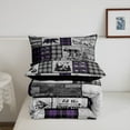 thumbnail image 5 of Erosebridal Plaid Bear Deer Comforter Set Rustic Cabin Bedding Set King Size Country Hunting Wildlife Bedding Comforter Sets Adults Women Woodland Animal Quilt Set Purple Black Grey, 5 of 6