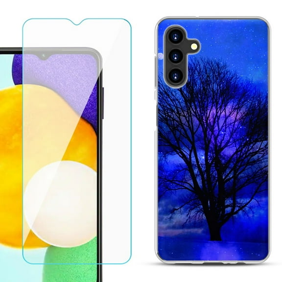 Slim-Fit TPU Fashion Phone Case for Samsung Galaxy A13 5G, with Tempered Glass Screen Protector, by OneToughShield ® - Night Tree