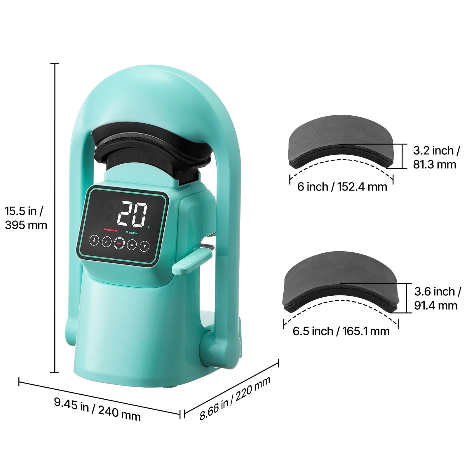 Auto Hat Heat Press Machine, with 2pcs Interchangeable Platens, Automatic Open and Release, Touchscreen for Precise Time and Temperature Control, Heat Transfer Printing for Caps, Hats, Green