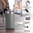 thumbnail image 7 of 24oz Insulated Coffee Mug with Lid and Straw, Stainless Steel Travel Mugs with Handle, Double Wall Vacuum Leak Proof Coffee Tumbler Cup (Gray,1), 7 of 7