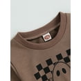 thumbnail image 6 of Elippeo Toddler Boys Fall Outfits 6 12 18 24 Months 3 Years Checkerboard Ghost Print Crew Neck Long Sleeve Sweatshirts and Long Pants 2Pcs Halloween Clothes Set, 6 of 10