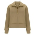 thumbnail image 5 of Buigttklop Half-Zip Hoodies for Women Fleece Lined Cropped Sweatshirts Pullover Long Sleeve Sweater Thumb Hole, 5 of 5