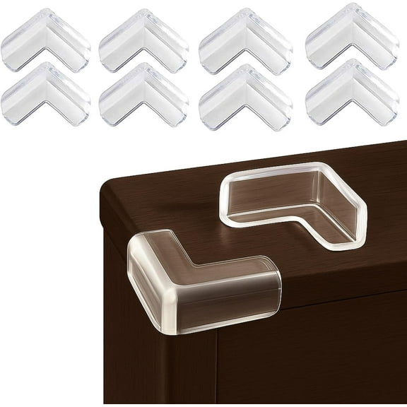 8 Pack Clear Corner Protectors – Baby Safety Guards for Tables & Furniture – Transparent L-Shaped Table Bumpers with Strong Adhesive – Childproofing Edge Bumper for Sharp Edges