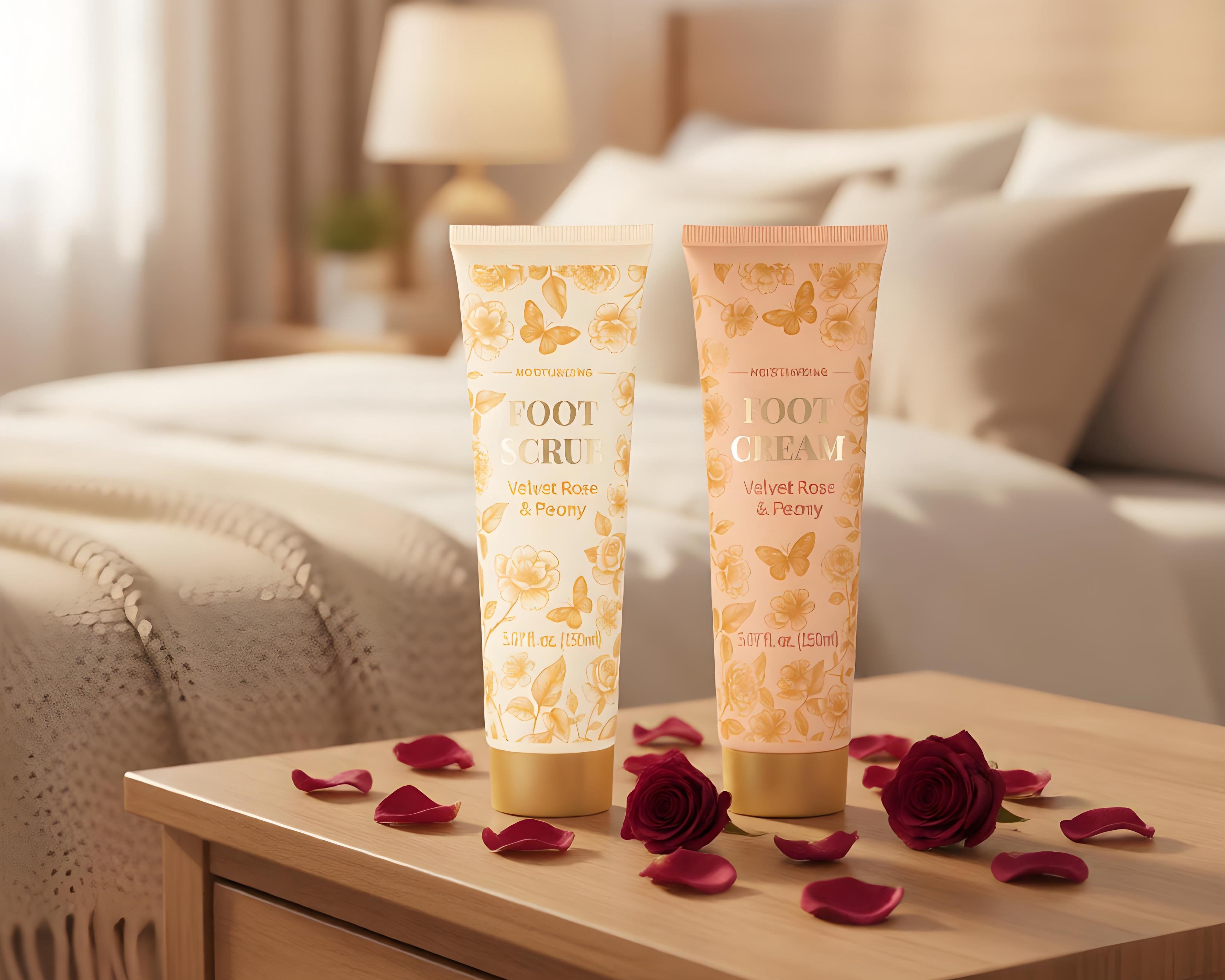 Foot Care Set, Velvet Rose and Peony Scent, 3 Pieces