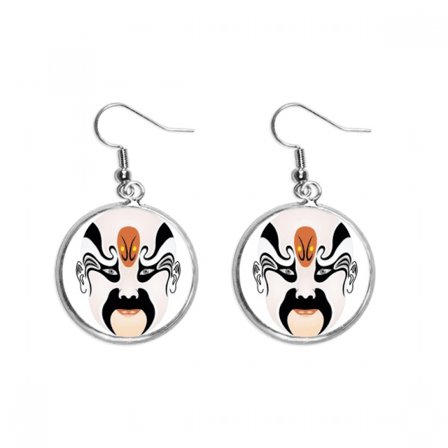 Peking Opera Head The Orphan of Chao Ear Dangle Silver Drop Earring Jewelry Woman