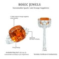 thumbnail image 5 of Rosec Jewels Cushion Cut Lab Grown Orange Sapphire Solitaire Ring with Diamond - AAAA Grade, 925 Sterling Silver, US 6.00, 5 of 9