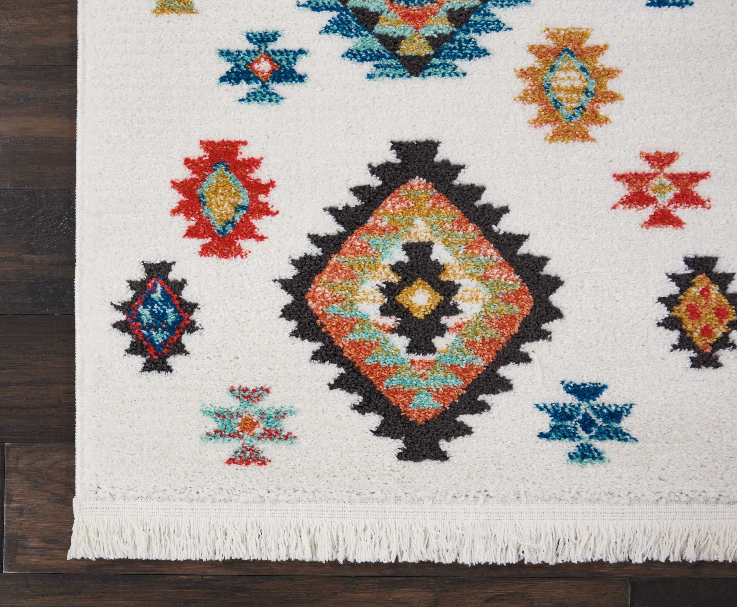 Nourison Tribal Decor Tribal White 2'2" x 7'9" Area Rug, (2x8)