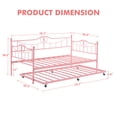 thumbnail image 2 of Twin Daybed with Trundle, Metal Day Beds Twin Size, Sofa Bed for Living Room and Guest Room, Pink, 2 of 8