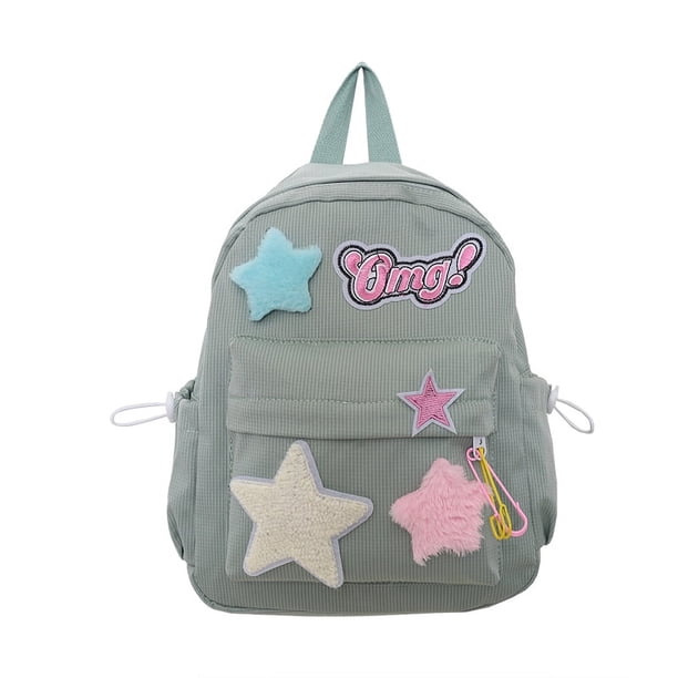 Mochila Mujer Kawaii Estrella Estampado Niñas Estética Mochila De Viaje Verde