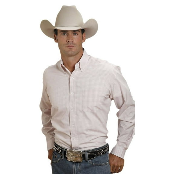 Stetson Western Shirt Mens L/S Button Plaid Pink 11-001-0579-0035 PI