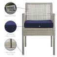 thumbnail image 5 of Modern Contemporary Urban Outdoor Patio Balcony Garden Furniture Side Dining Chair Armchair, Set of Two, Rattan Wicker, Navy Blue Grey Gray, 5 of 6